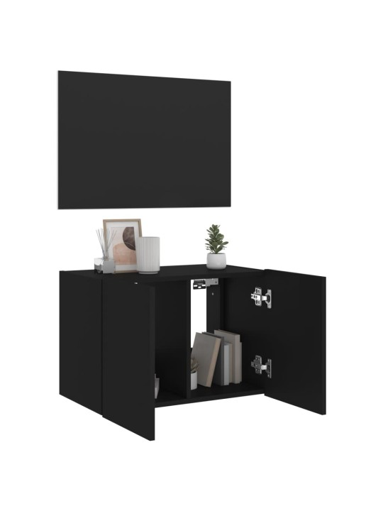 Tv galdiņš ar led lampiņām, melni, 60x35x41 cm