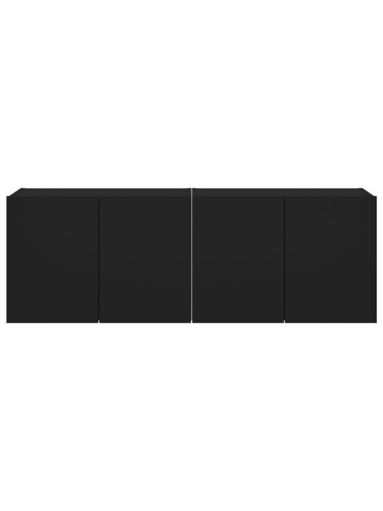 Tv plaukti ar led lampiņām, 2 gab., melni, 60x35x41 cm