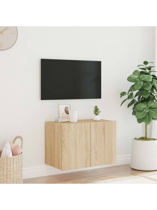Tv plaukti ar led lampiņām, 60x35x41 cm, koka krāsā