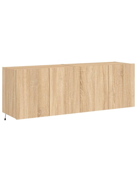 Tv plaukti ar led lampiņām, 2 gab., 60x35x41 cm, koka krāsa