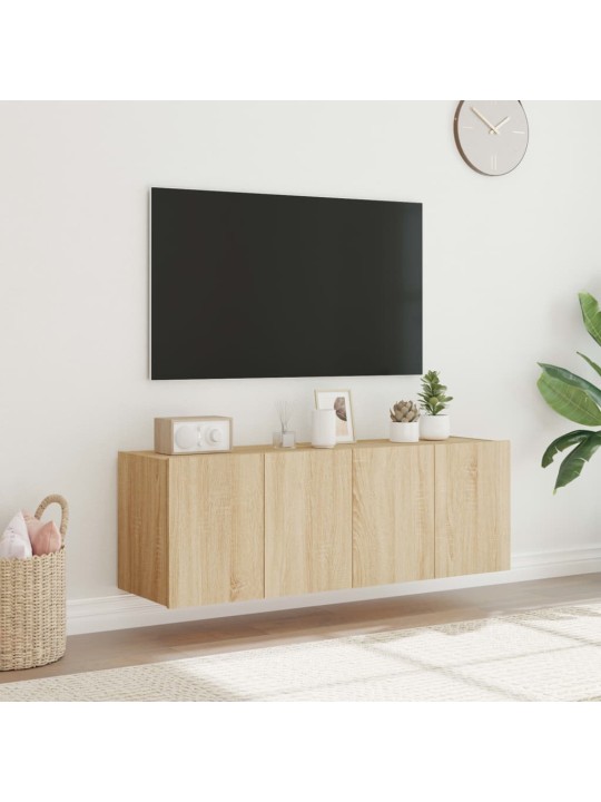Tv plaukti ar led lampiņām, 2 gab., 60x35x41 cm, koka krāsa