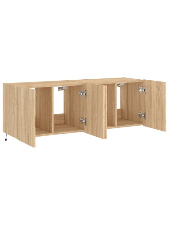 Tv plaukti ar led lampiņām, 2 gab., 60x35x41 cm, koka krāsa