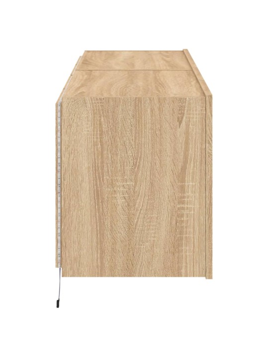 Tv plaukti ar led lampiņām, 2 gab., 60x35x41 cm, koka krāsa