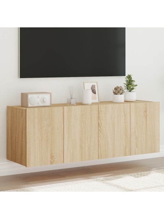 Tv plaukti ar led lampiņām, 2 gab., 60x35x41 cm, koka krāsa