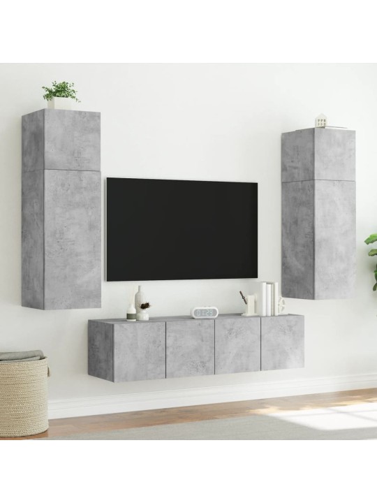 Tv galdiņi ar led lampiņām, betona pelēki, 60x35x41 cm