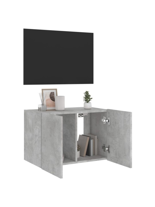 Tv galdiņi ar led lampiņām, betona pelēki, 60x35x41 cm