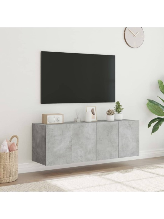 Tv galdiņi ar led lampiņām, 2 gab., betona pelēki, 60x35x41 cm