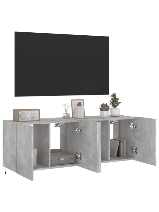 Tv galdiņi ar led lampiņām, 2 gab., betona pelēki, 60x35x41 cm