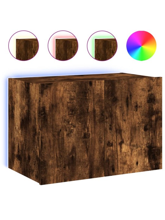 Tv plaukti ar led lampiņām, 60x35x41 cm, ozolkoka krāsā