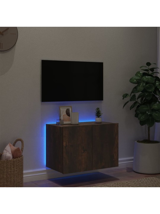 Tv plaukti ar led lampiņām, 60x35x41 cm, ozolkoka krāsā