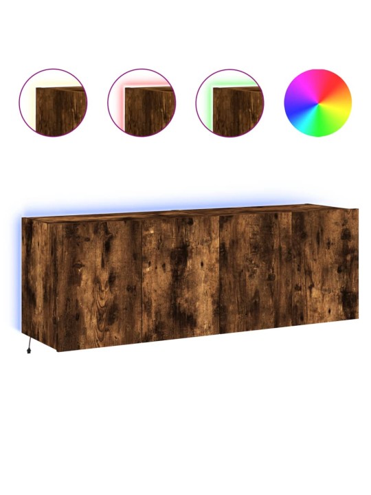 Tv plaukti ar led lampiņām, 2 gab., 60x35x41 cm, ozolkoka krāsa