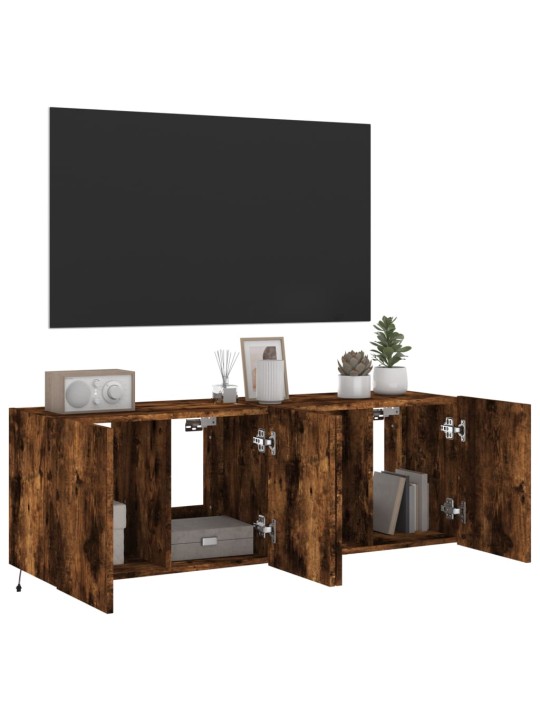 Tv plaukti ar led lampiņām, 2 gab., 60x35x41 cm, ozolkoka krāsa