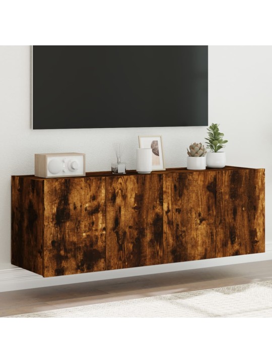 Tv plaukti ar led lampiņām, 2 gab., 60x35x41 cm, ozolkoka krāsa