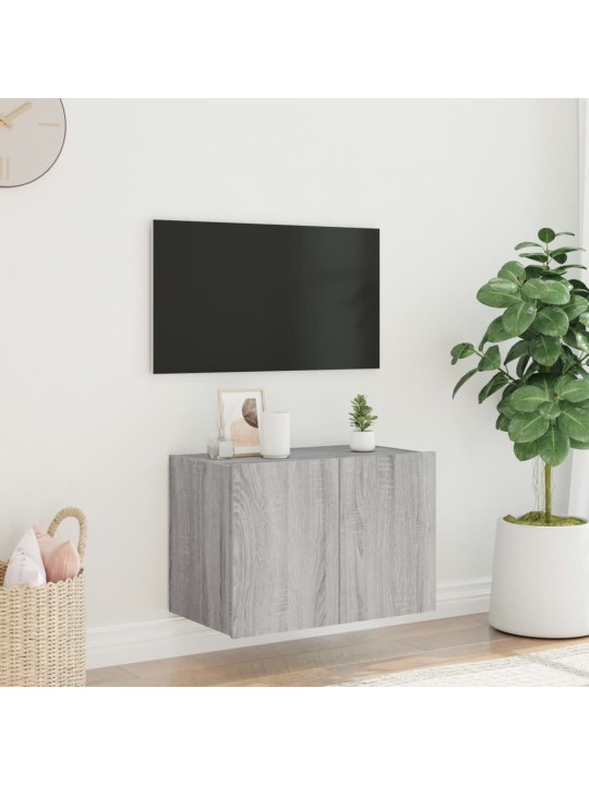Tv skapītis ar led lampiņām, pelēka ozola krāsa, 60x35x41 cm
