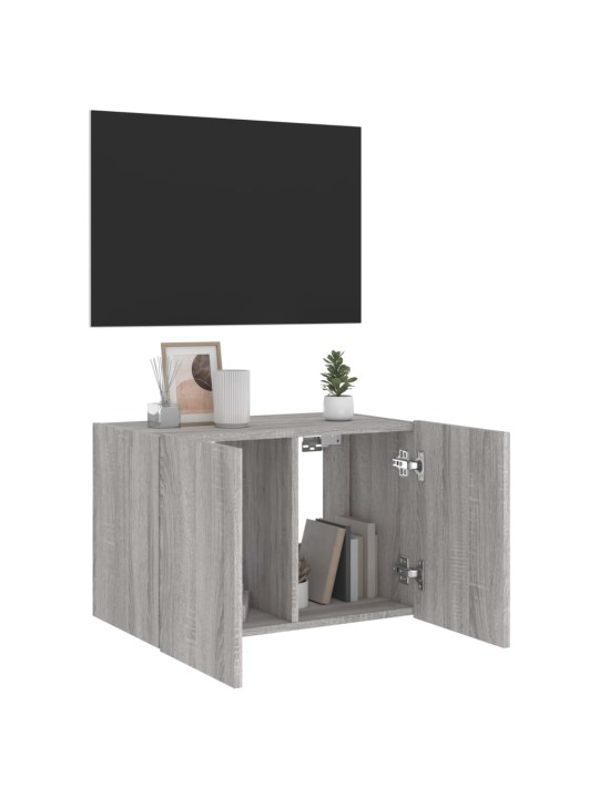 Tv skapītis ar led lampiņām, pelēka ozola krāsa, 60x35x41 cm