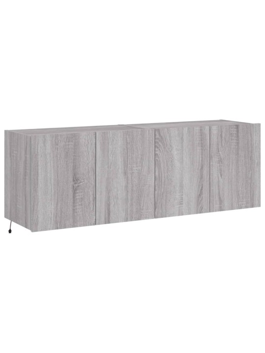 Tv plaukti ar led lampiņām, 2 gab., 60x35x41 cm, pelēka ozola
