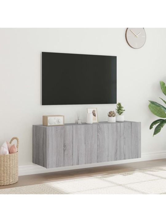 Tv plaukti ar led lampiņām, 2 gab., 60x35x41 cm, pelēka ozola