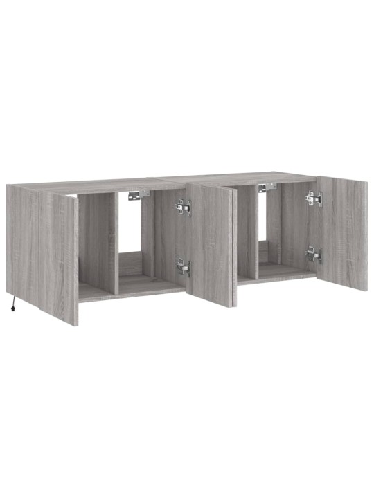 Tv plaukti ar led lampiņām, 2 gab., 60x35x41 cm, pelēka ozola