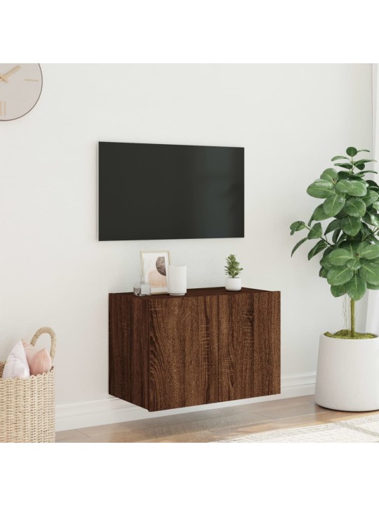 Tv plaukti ar led lampiņām, 60x35x41 cm, brūna ozolkoka