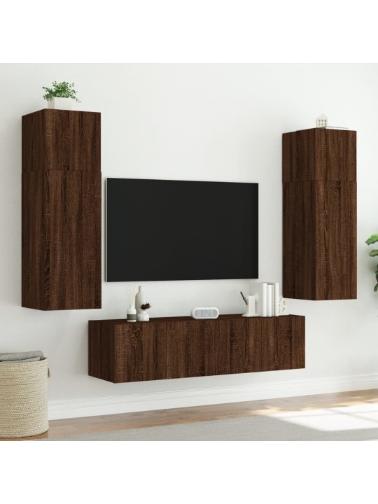 Tv plaukti ar led lampiņām, 60x35x41 cm, brūna ozolkoka