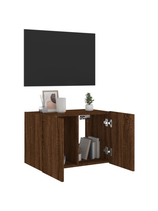 Tv plaukti ar led lampiņām, 60x35x41 cm, brūna ozolkoka