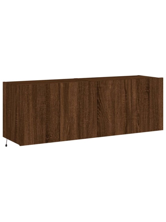 Tv plaukti ar led lampiņām, 2 gab., 60x35x41 cm, brūna ozolkoka