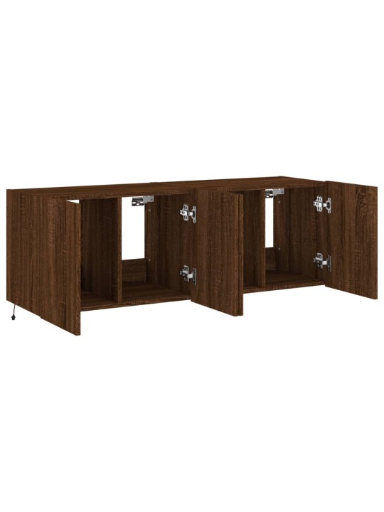 Tv plaukti ar led lampiņām, 2 gab., 60x35x41 cm, brūna ozolkoka