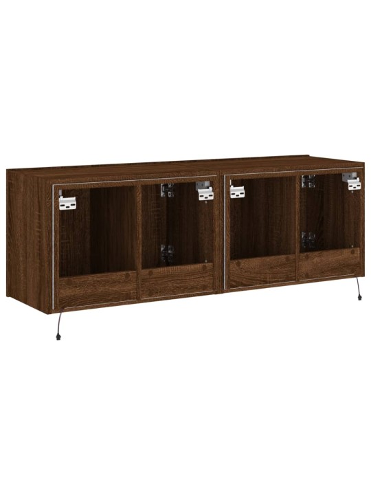 Tv plaukti ar led lampiņām, 2 gab., 60x35x41 cm, brūna ozolkoka