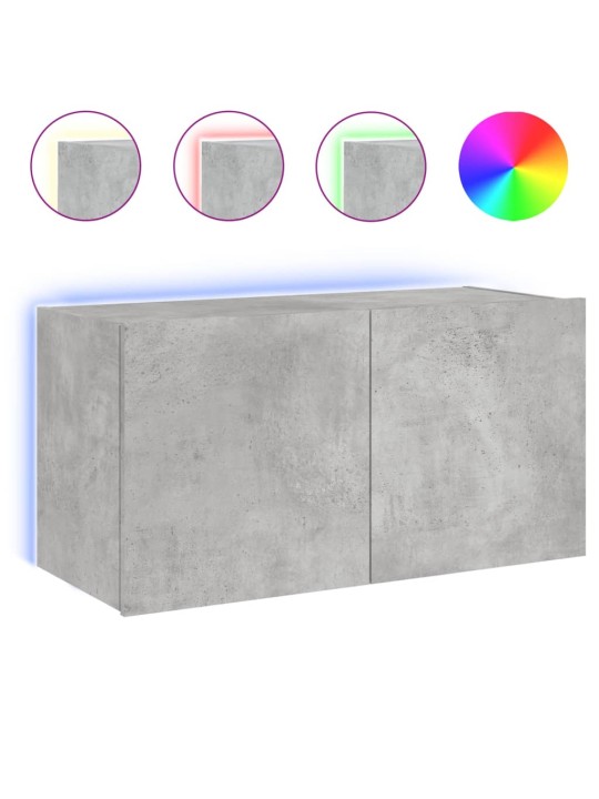 Tv galdiņi ar led lampiņām, betona pelēki, 80x35x41 cm