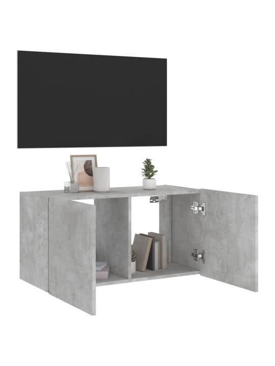 Tv galdiņi ar led lampiņām, betona pelēki, 80x35x41 cm