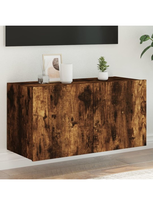 Tv plaukti ar led lampiņām, 80x35x41 cm, ozolkoka krāsā