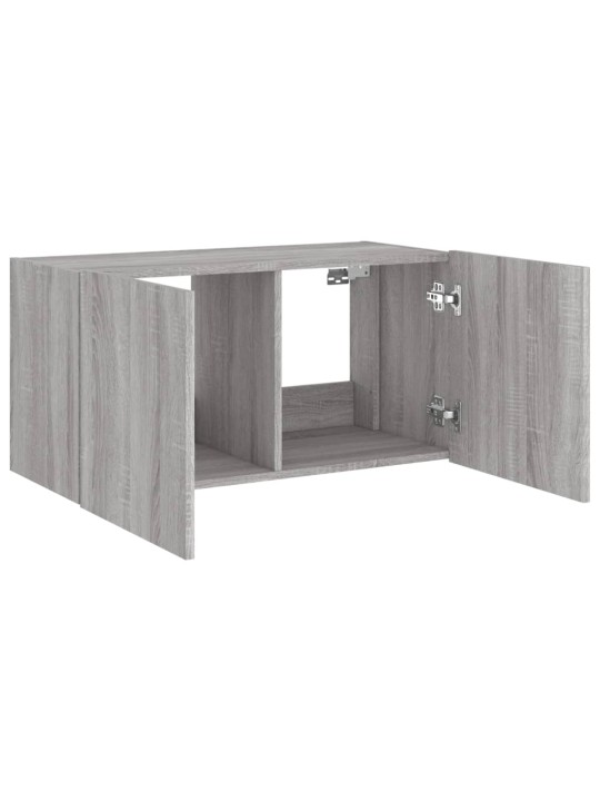 Tv skapītis ar led lampiņām, pelēka ozola krāsa, 80x35x41 cm