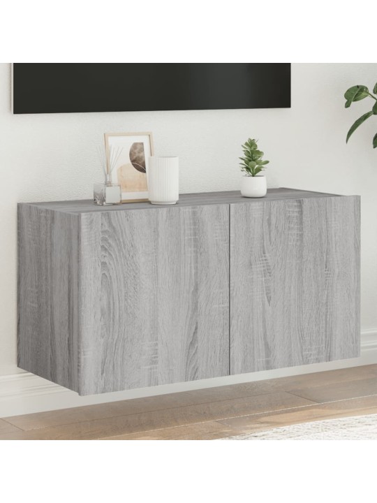 Tv skapītis ar led lampiņām, pelēka ozola krāsa, 80x35x41 cm