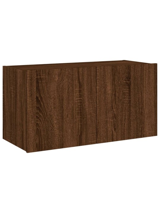 Tv plaukti ar led lampiņām, 80x35x41 cm, brūna ozolkoka