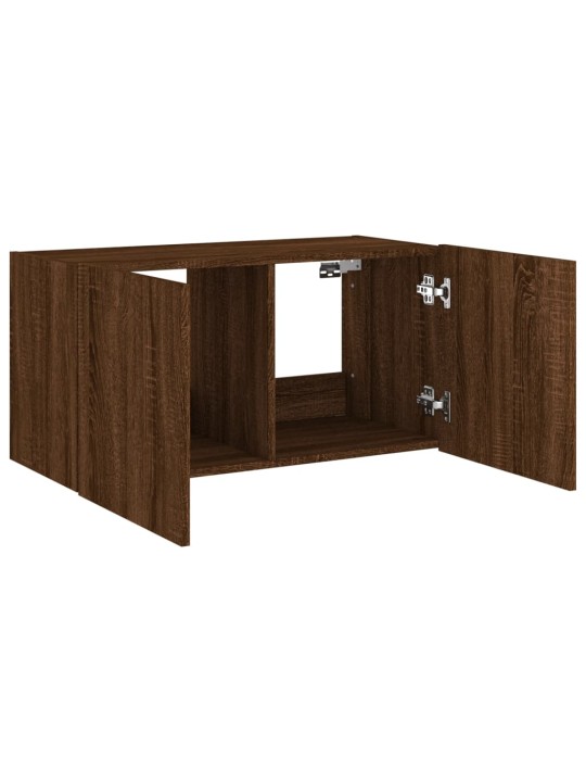 Tv plaukti ar led lampiņām, 80x35x41 cm, brūna ozolkoka