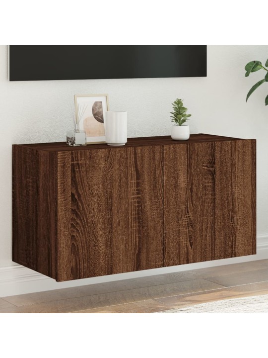 Tv plaukti ar led lampiņām, 80x35x41 cm, brūna ozolkoka
