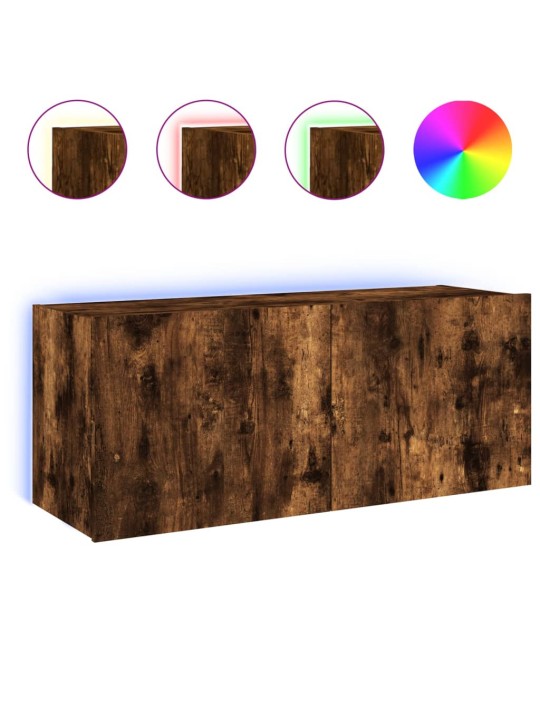 Tv plaukti ar led lampiņām, 100x35x41 cm, ozolkoka krāsā