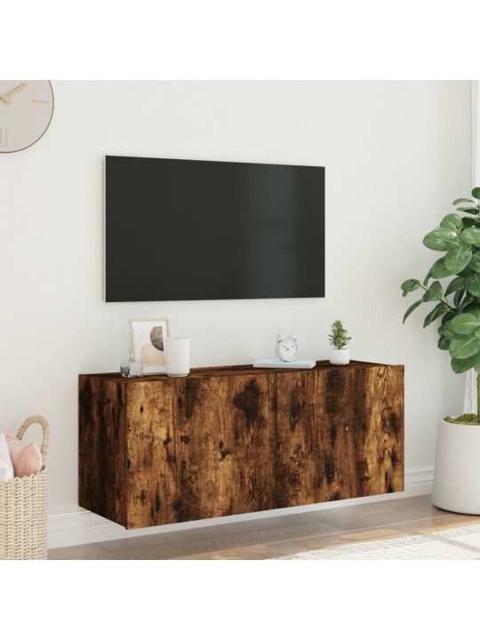 Tv plaukti ar led lampiņām, 100x35x41 cm, ozolkoka krāsā
