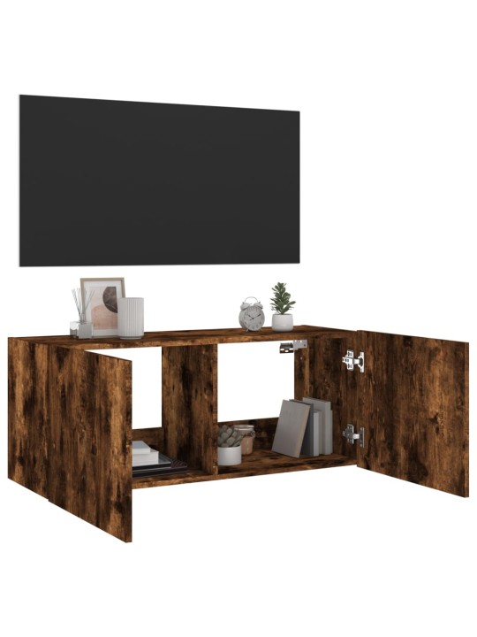 Tv plaukti ar led lampiņām, 100x35x41 cm, ozolkoka krāsā