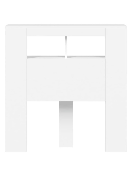 Gultas galvgalis ar led, balts, 100x18,5x103,5 cm, koks