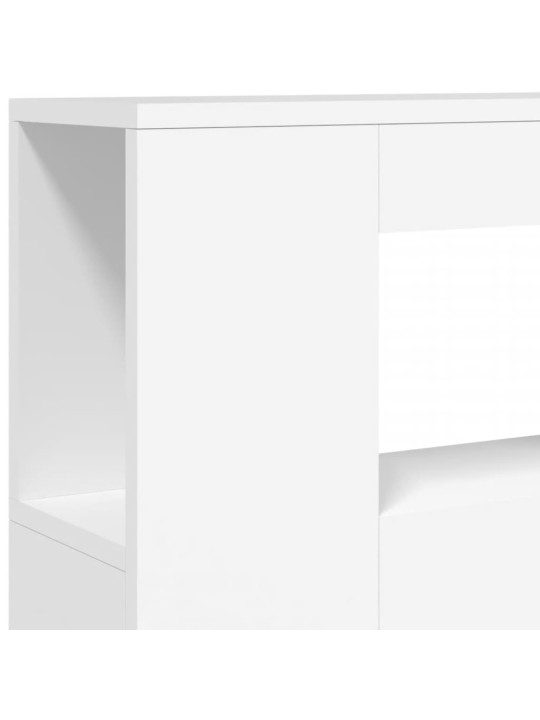 Gultas galvgalis ar led, balts, 100x18,5x103,5 cm, koks