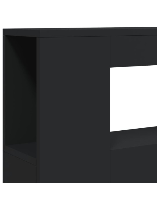 Gultas galvgalis ar led, melns, 100x18,5x103,5 cm, koks