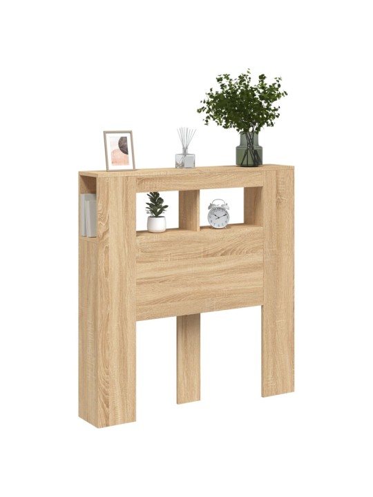 Gultas galvgalis ar led, ozola krāsa, 100x18,5x103,5 cm, koks