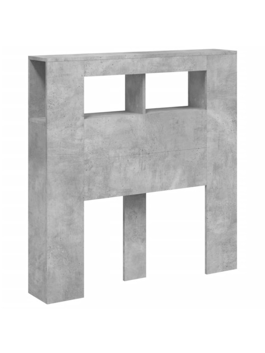 Gultas galvgalis ar led, betona pelēks, 100x18,5x103,5 cm, koks