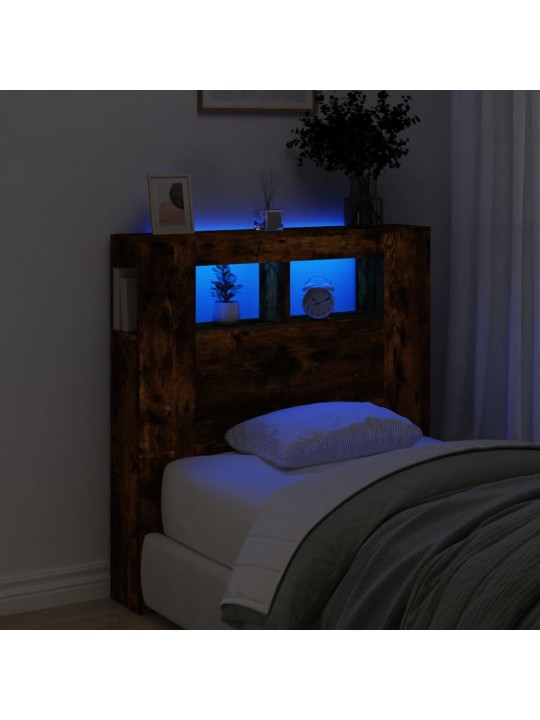 Gultas galvgalis ar led, ozola krāsa, 100x18,5x103,5 cm, koks
