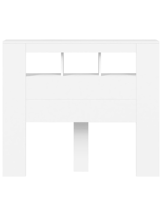 Gultas galvgalis ar led, balts, 120x18,5x103,5 cm, koks