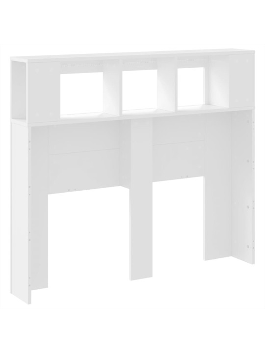 Gultas galvgalis ar led, balts, 120x18,5x103,5 cm, koks