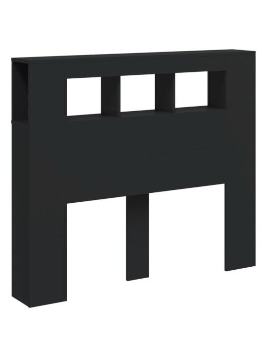Gultas galvgalis ar led, melns, 120x18,5x103,5 cm, koks