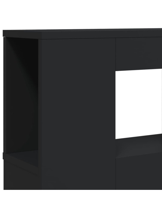 Gultas galvgalis ar led, melns, 120x18,5x103,5 cm, koks