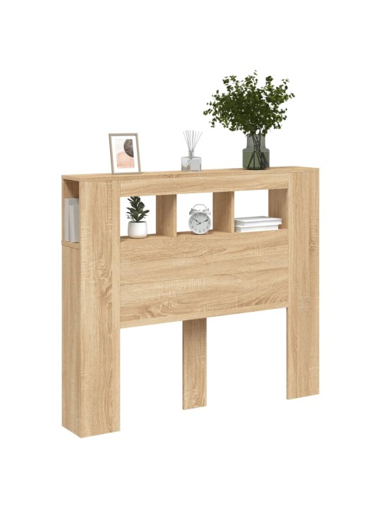 Gultas galvgalis ar led, ozola krāsa, 120x18,5x103,5 cm, koks